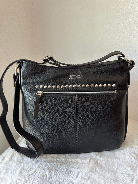 Celia Crossbody Saddle Bag by Loxwood Paris in "Black Cow Hair"