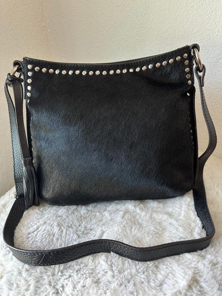 Celia Crossbody Saddle Bag by Loxwood Paris in "Black Cow Hair"
