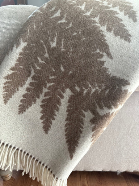 Cashmere/wool throw "Camel Ferns" by Jean-Vier