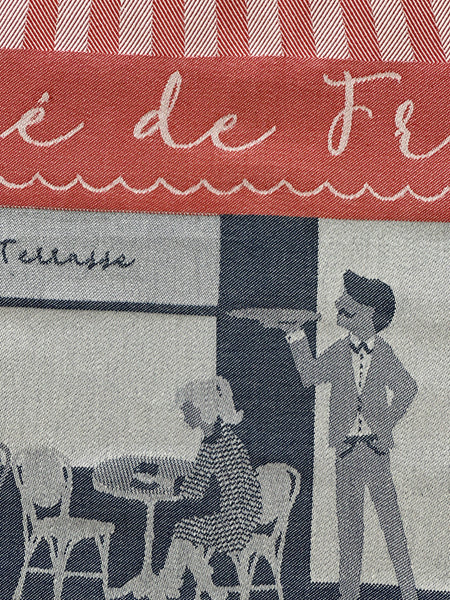 French Jacquard tea towel by Tissage Moutet "Café de France"