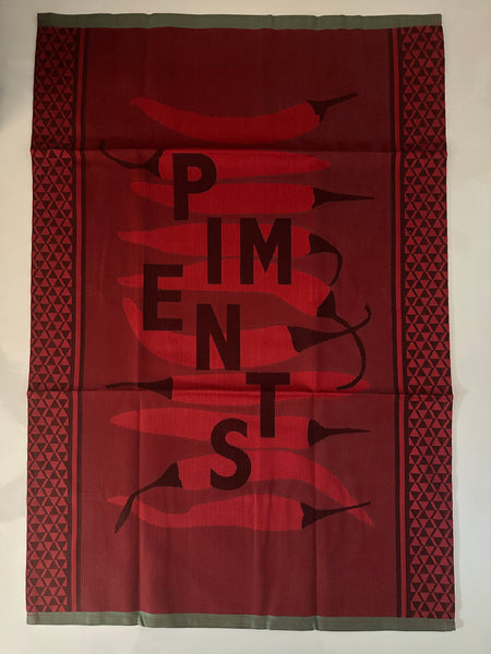 French Jacquard tea towel by Jean-Vier, "Piments"