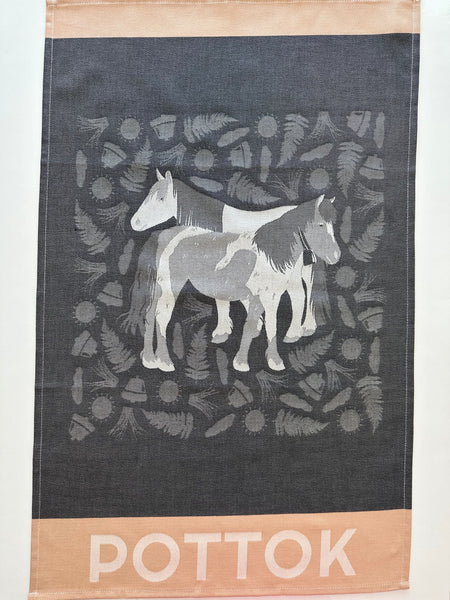 French Jacquard tea towel by Jean-Vier, "Pottok Pony"
