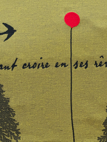 French Jacquard tea towel by Tissage Moutet "Red Balloon"