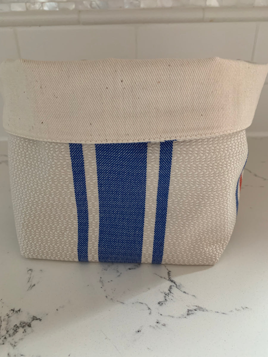 French Linen Bread Basket, White Stripe — etúHOME