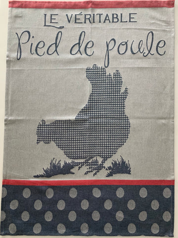 French Jacquard tea towel by Tissage Moutet "Pied de Poule" French Hen