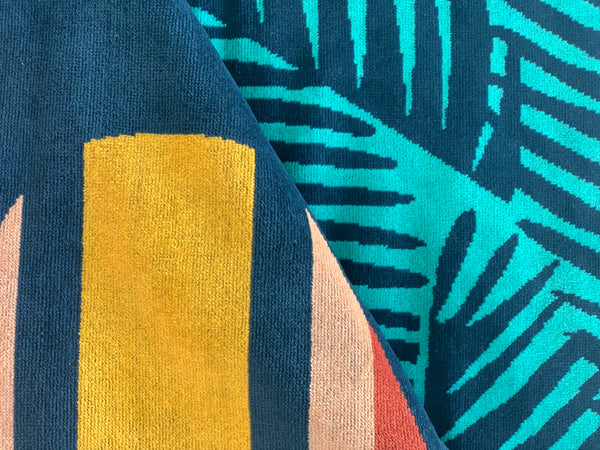 Luxury beach towel by Jean-Vier, "Surf Board Duo"