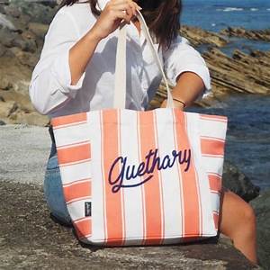 Beach bag, embroidered "Guethary" by Jean-Vier "Sac de Plage"