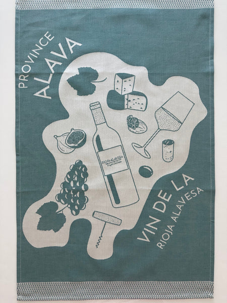 French Jacquard tea towel by Jean-Vier, "Vin Basque"