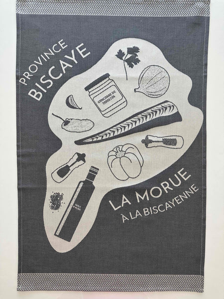 French Jacquard tea towel by Jean-Vier, "La Morue"