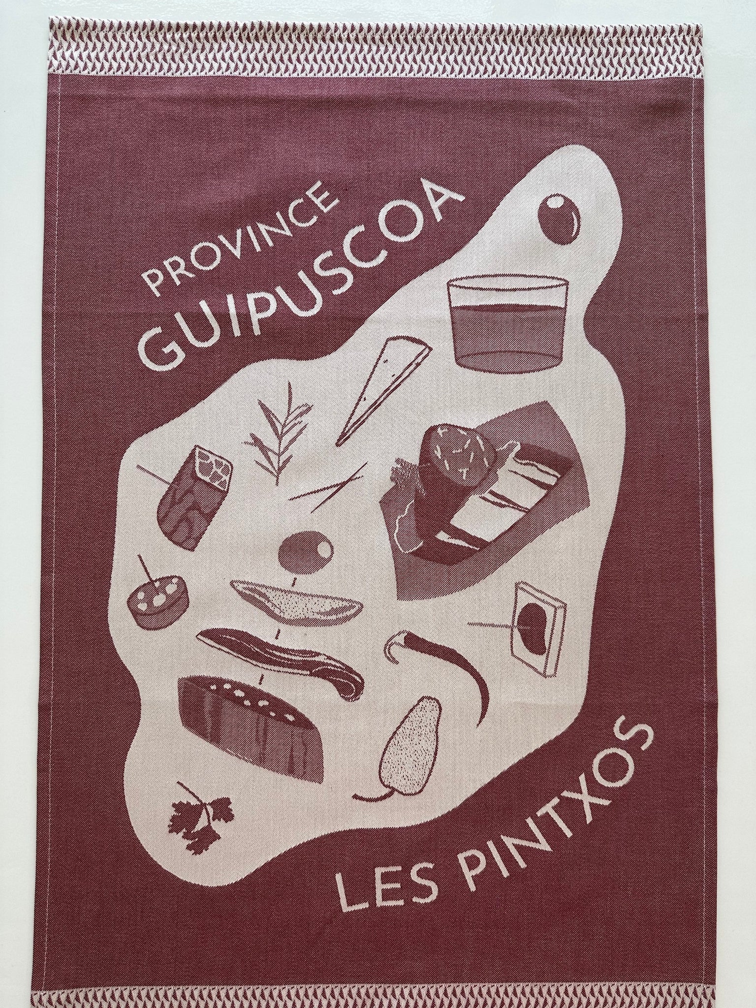 French Jacquard tea towel by Jean-Vier, "Pintxos"