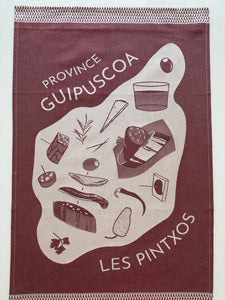 French Jacquard tea towel by Jean-Vier, "Pintxos"