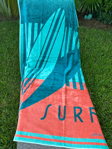 Luxury beach towel by Jean-Vier, "Aqua Surf"