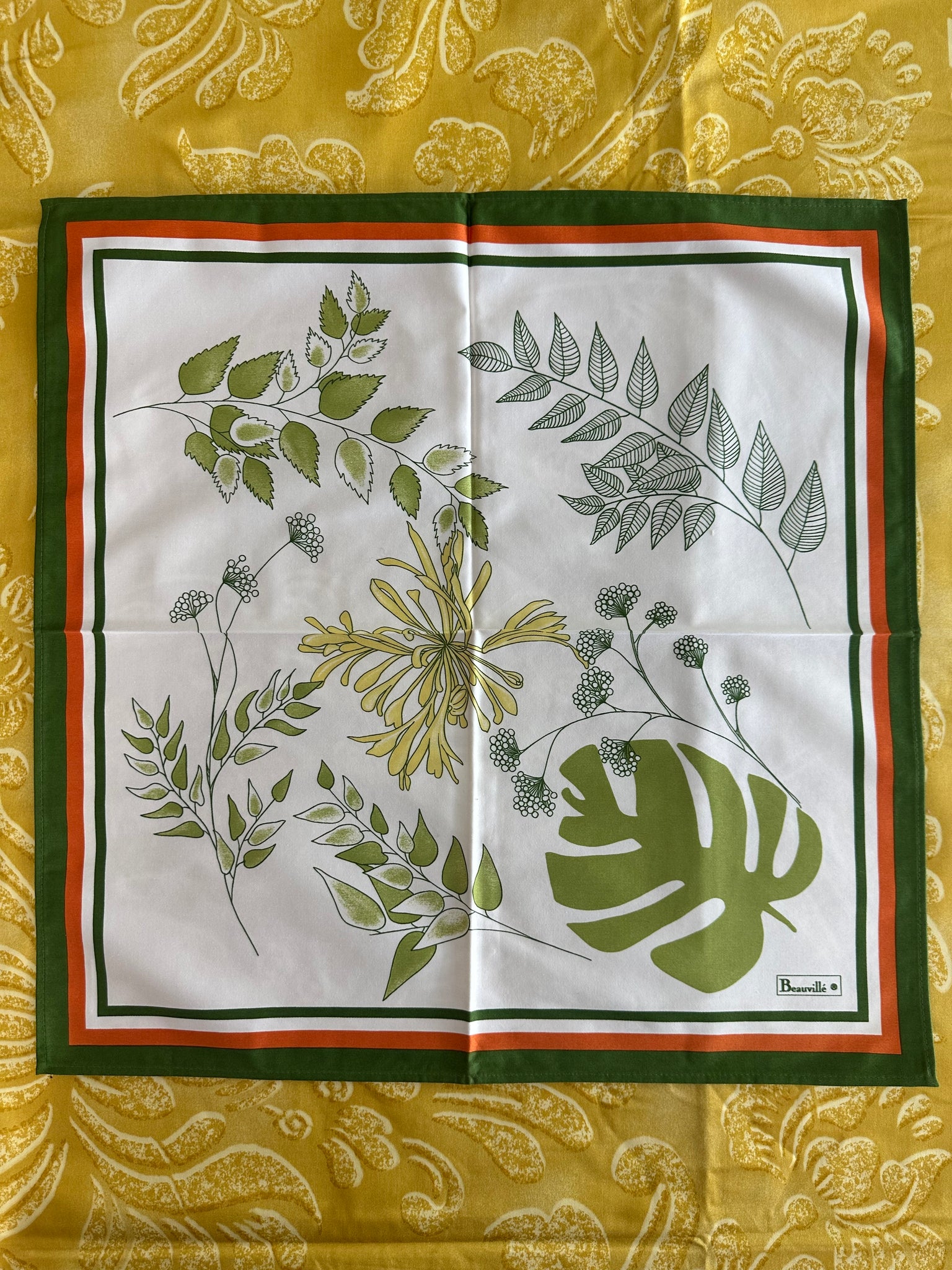 Beauvillé large dinner napkin, "Agapanthes green"