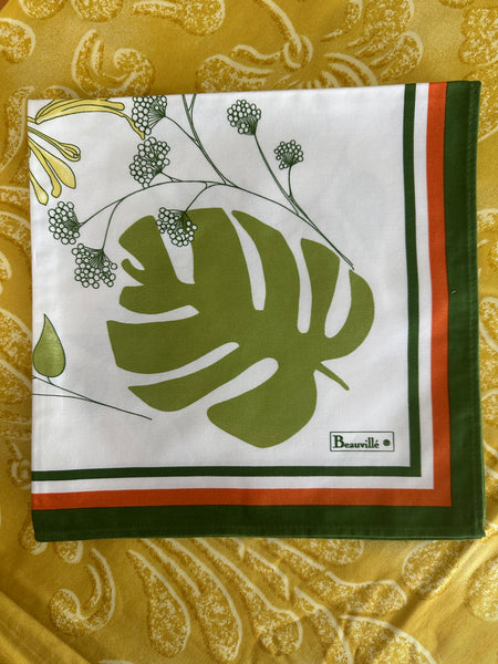 Beauvillé large dinner napkin, "Agapanthes green"