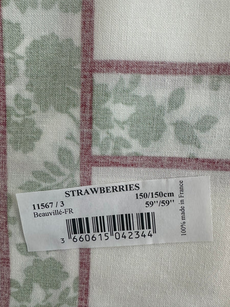 Beauvillé Tablecloth, "Strawberries" 59-inch square