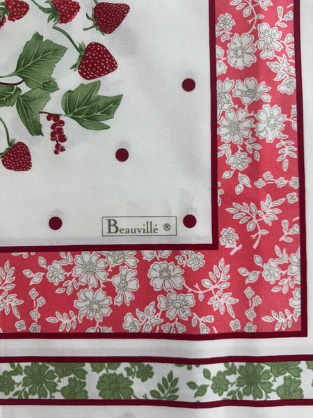 Beauvillé Tablecloth, "Strawberries" 59-inch square