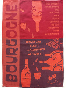 French Jacquard tea towel by Tissage Moutet "Bourgogne Wine"