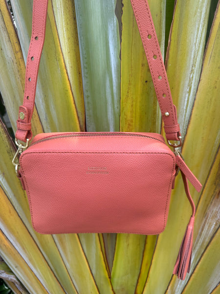 Camera bag by Loxwood in "Coral" with wide shoulder strap