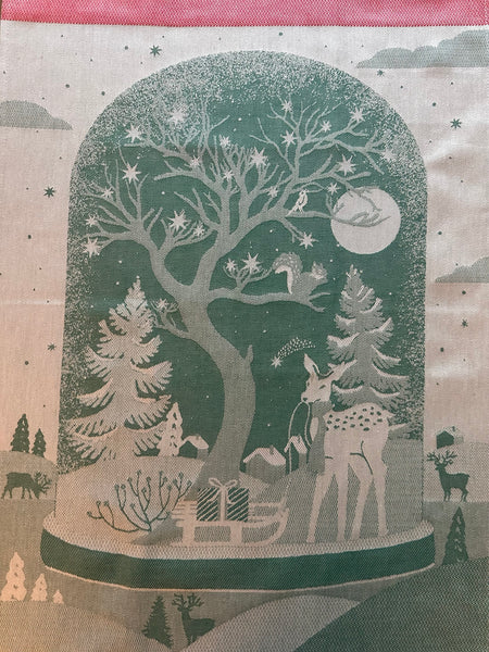 French Jacquard tea towel by Tissage Moutet "Snow Globe"