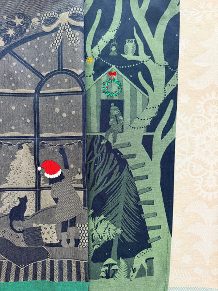French Jacquard tea towel by Tissage Moutet the Christmas Collection "Christmas Treehouse"