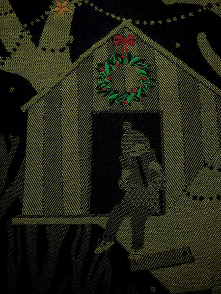 French Jacquard tea towel by Tissage Moutet the Christmas Collection "Christmas Treehouse"