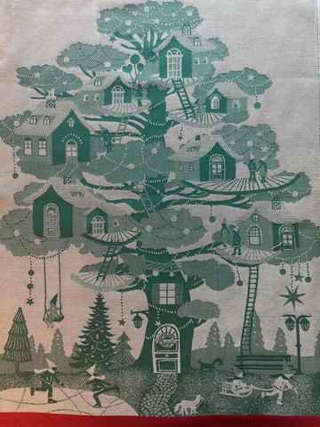 French Jacquard tea towel by Tissage Moutet "Christmas Village"