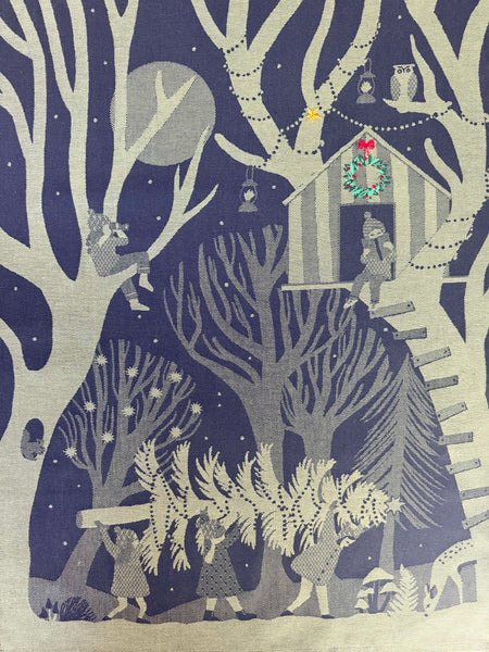 French Jacquard tea towel by Tissage Moutet the Christmas Collection "Christmas Treehouse"
