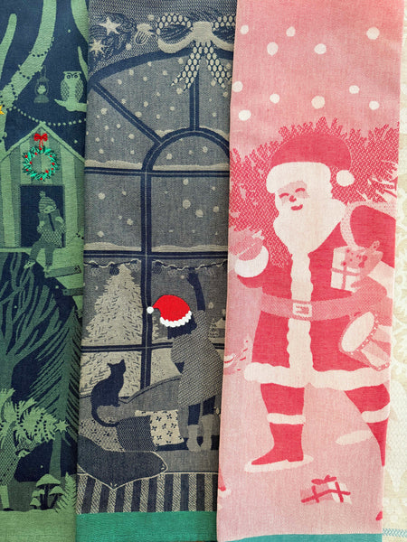 French Jacquard tea towel by Tissage Moutet the Christmas Collection "Christmas Window"