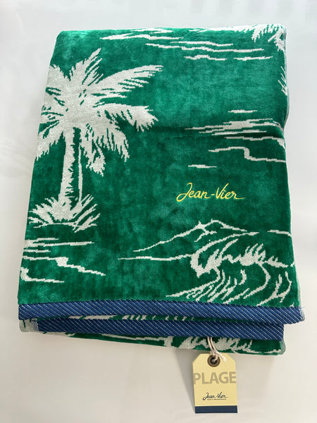 Luxury beach towel by Jean-Vier, "Emerald surfers"