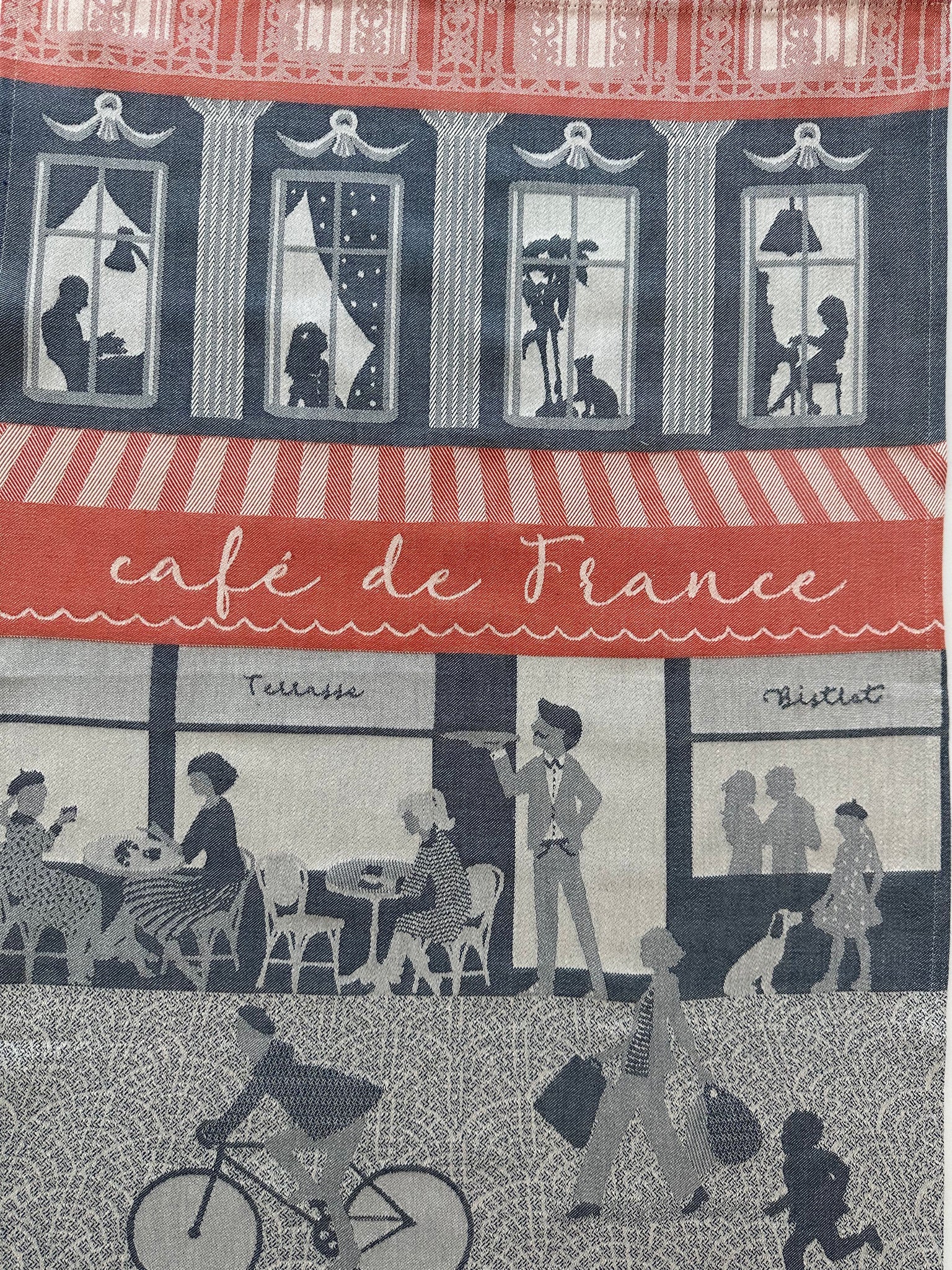 French Jacquard tea towel by Tissage Moutet "Café de France"