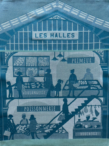 French Jacquard tea towel by Tissage Moutet "Les Halles"