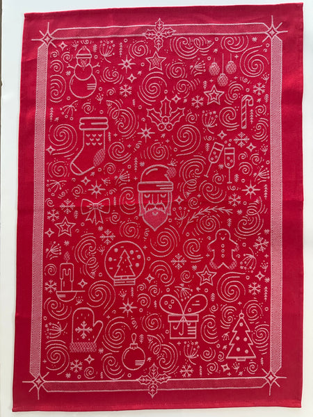 French Jacquard tea towel by Tissage Moutet "Père Noël" limited edition!