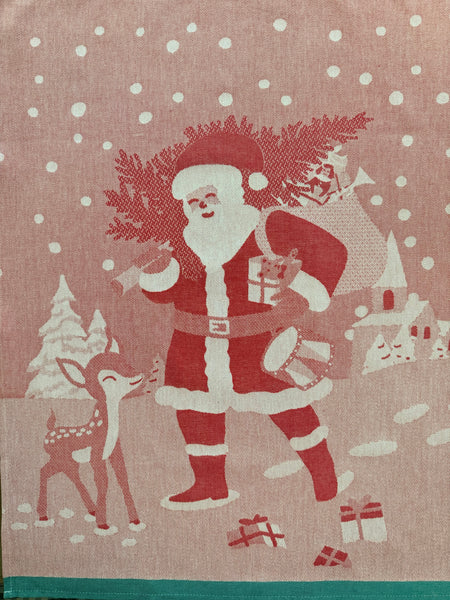 French Jacquard tea towel by Tissage Moutet the Christmas Collection "Père Noël"