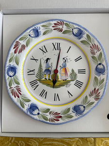Quimper hand-painted pottery wall clock "Tradition"