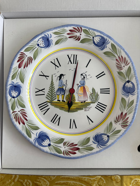 Quimper hand-painted pottery wall clock "Tradition"