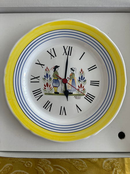 Quimper handpainted pottery wall clock
