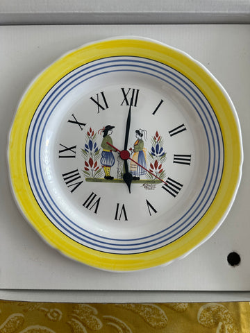 Quimper handpainted pottery wall clock