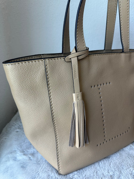 Small Shopper by Loxwood "le Cabas Parisien" in "Sand" with perforated leather "L"