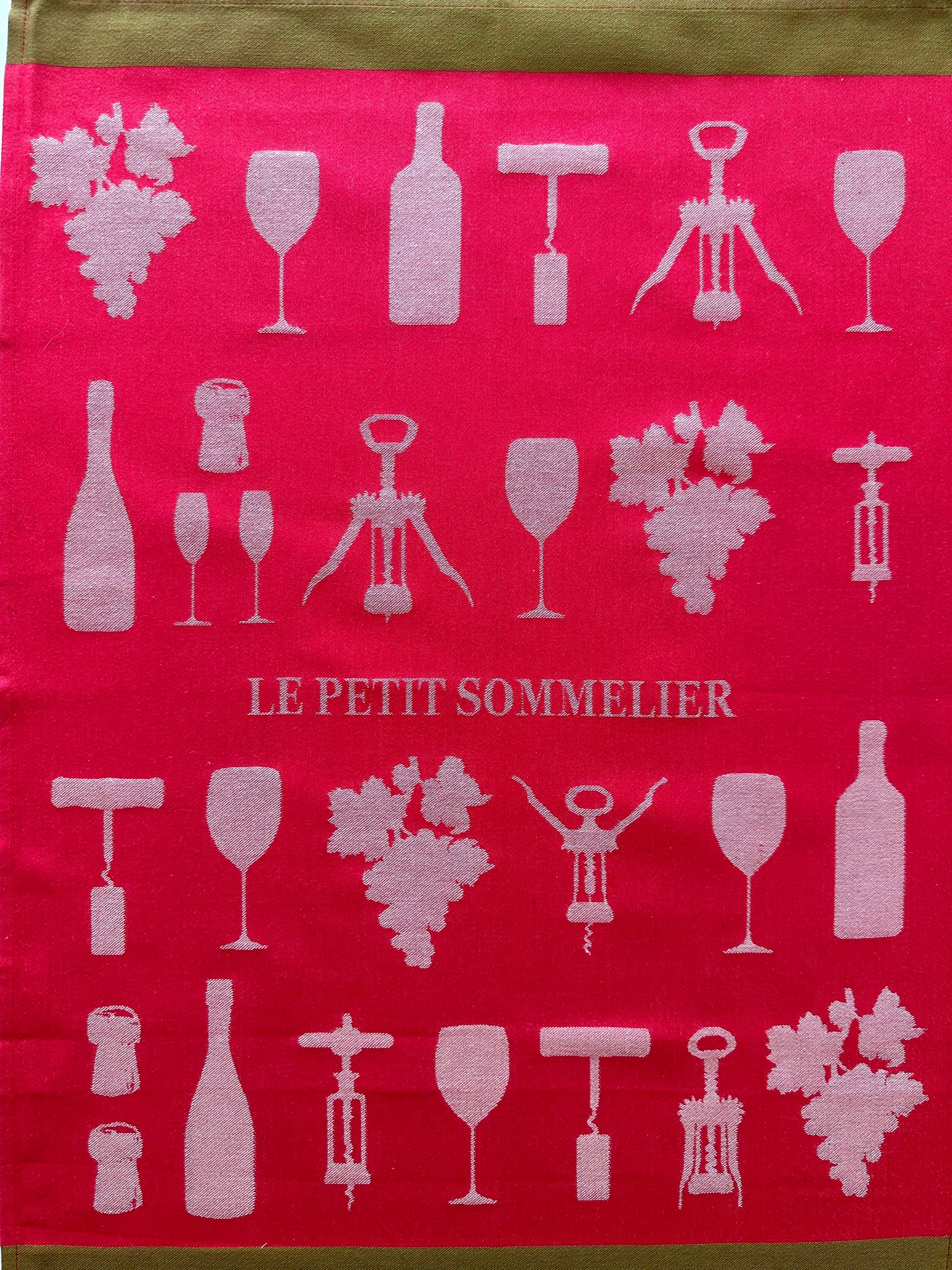 French Jacquard tea towel by Tissage Moutet "Sommelier Vert"