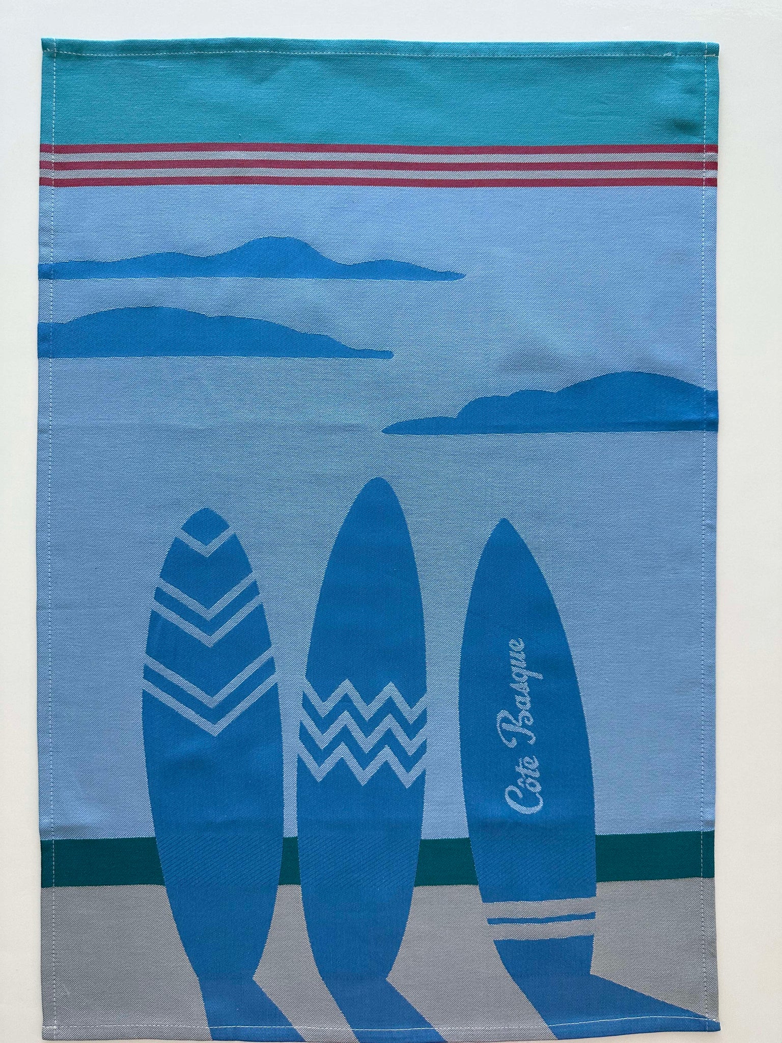 French Jacquard tea towel by Jean-Vier, "Surf"