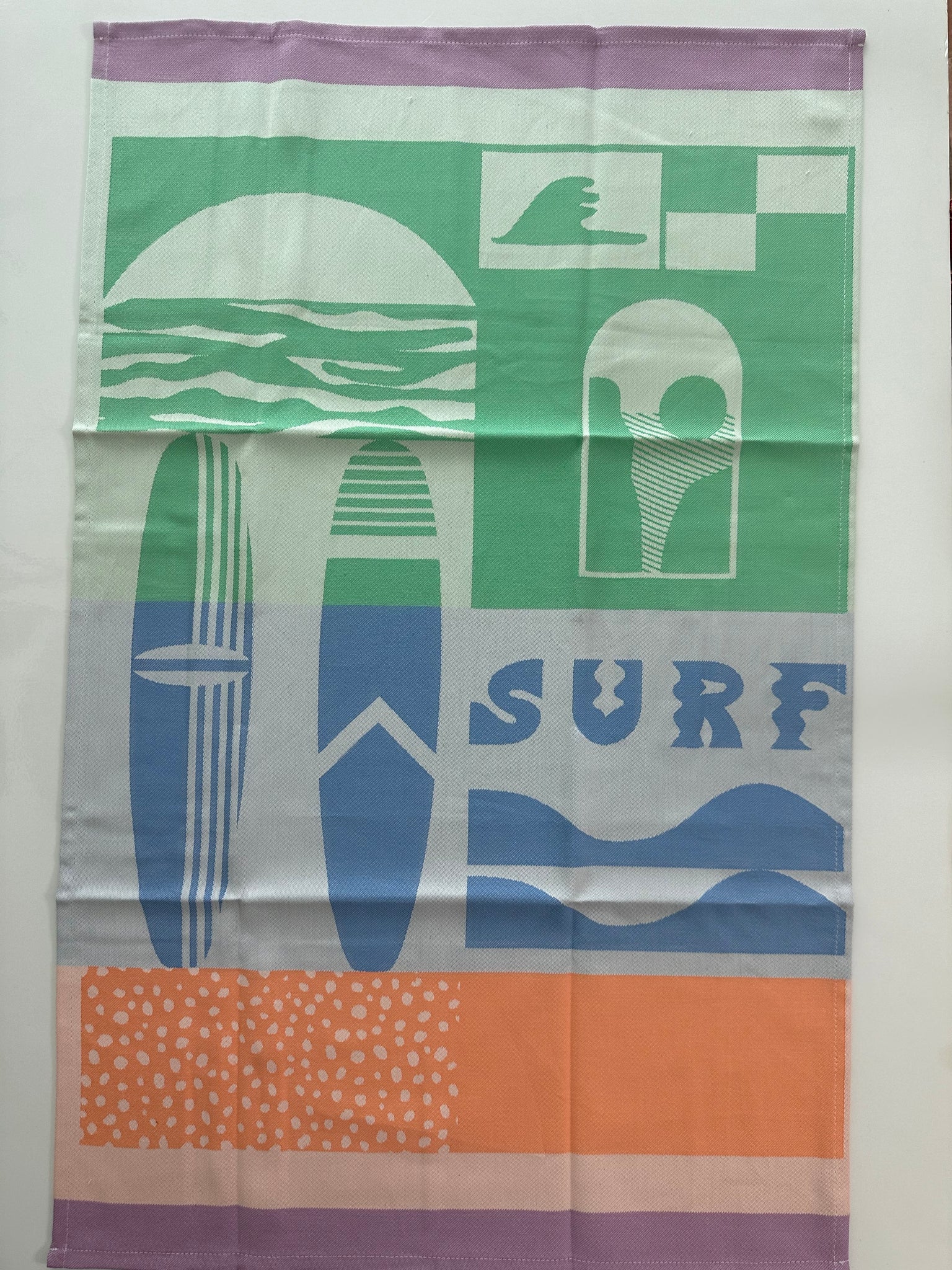 French Jacquard tea towel by Jean-Vier, "Atlantic Surf"