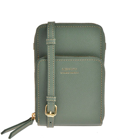 Telephone bandoliere bag by Loxwood in "Sage Green" with shoulder strap