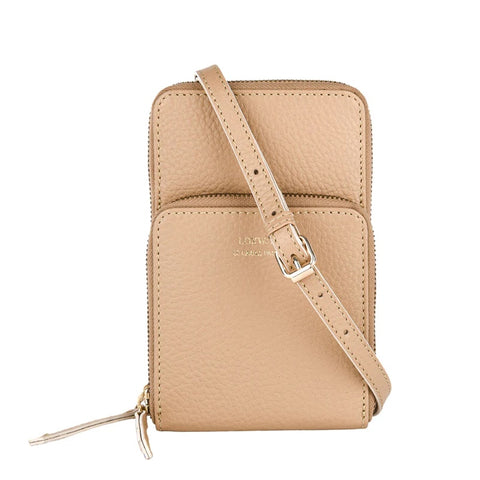 Telephone bandoliere bag by Loxwood in "Sand" with shoulder strap