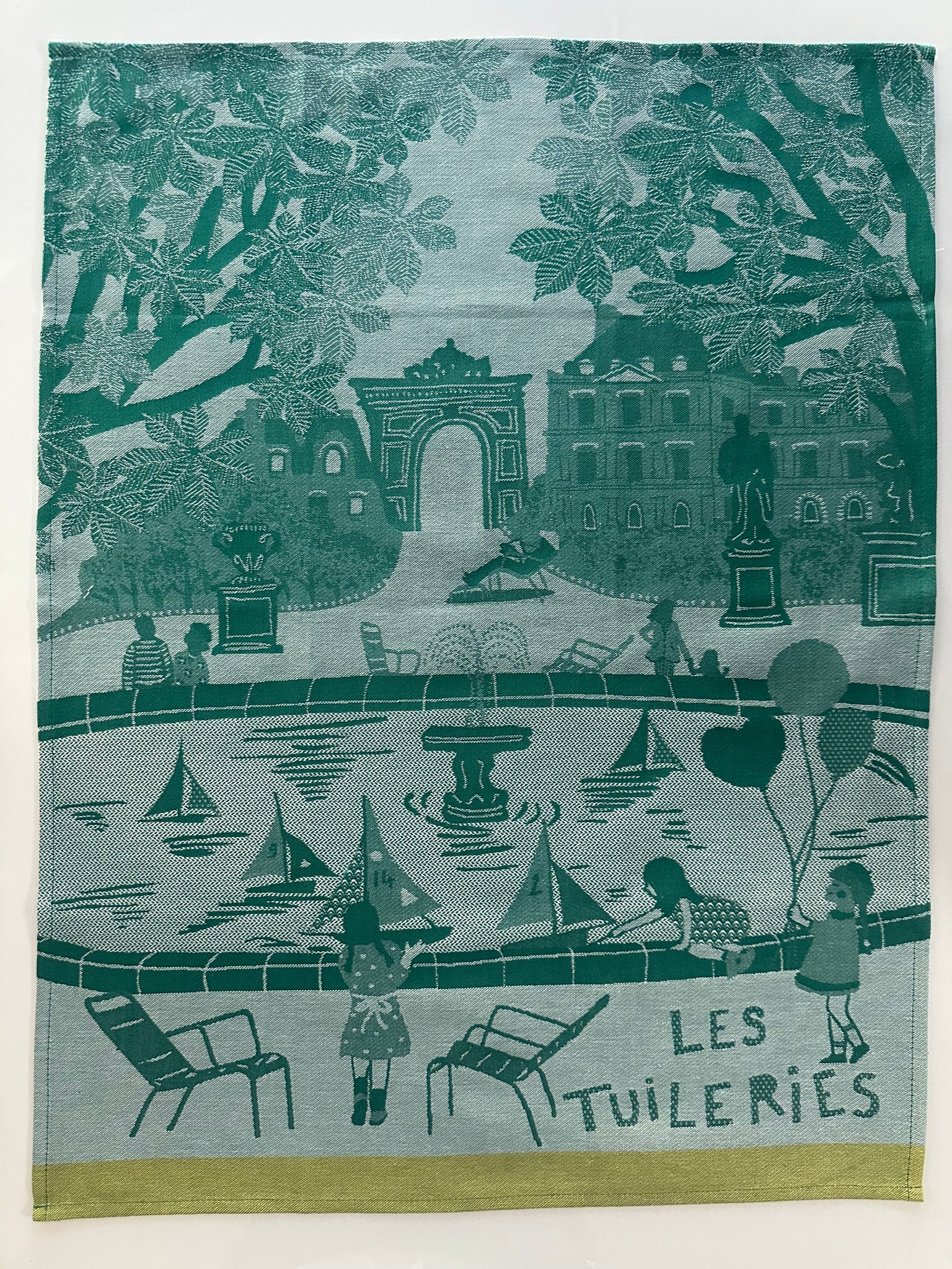 French Jacquard tea towel by Tissage Moutet "Tuileries Garden"
