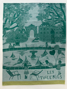 French Jacquard tea towel by Tissage Moutet "Tuileries Garden"