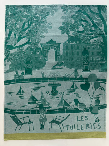 French Jacquard tea towel by Tissage Moutet "Tuileries Garden"
