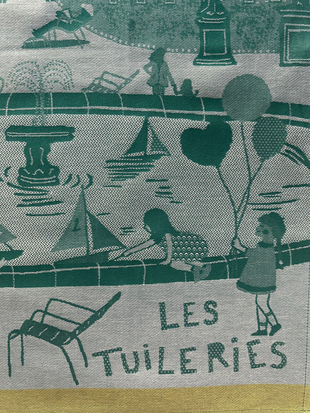 French Jacquard tea towel by Tissage Moutet "Tuileries Garden"