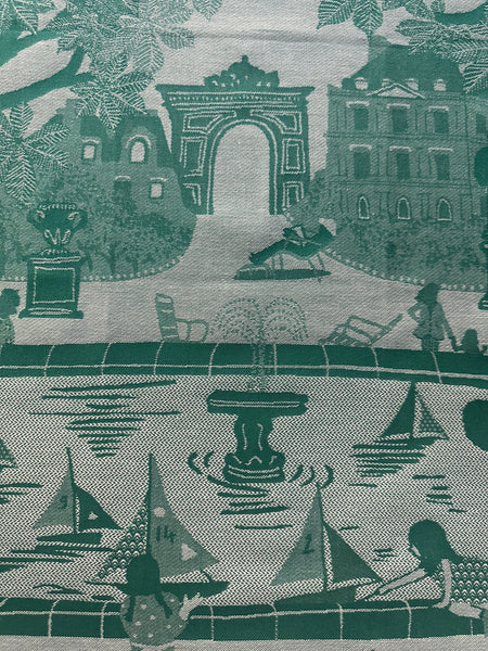 French Jacquard tea towel by Tissage Moutet "Tuileries Garden"