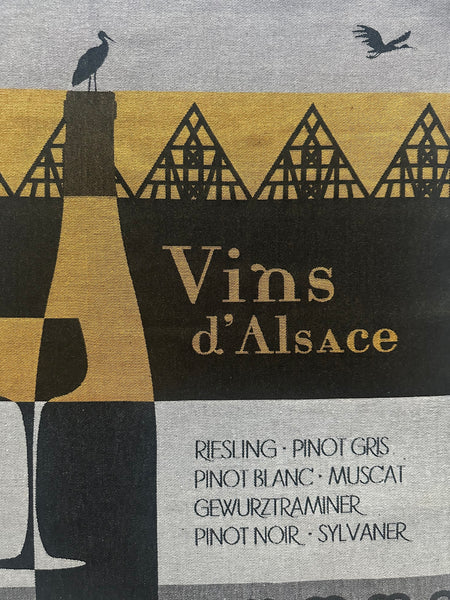 French Jacquard tea towel by Tissage Moutet "Alsace wines"