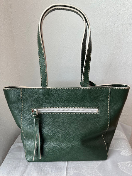 Shopper by Loxwood "le Cabas Parisien" in "Leaf Green" zippered